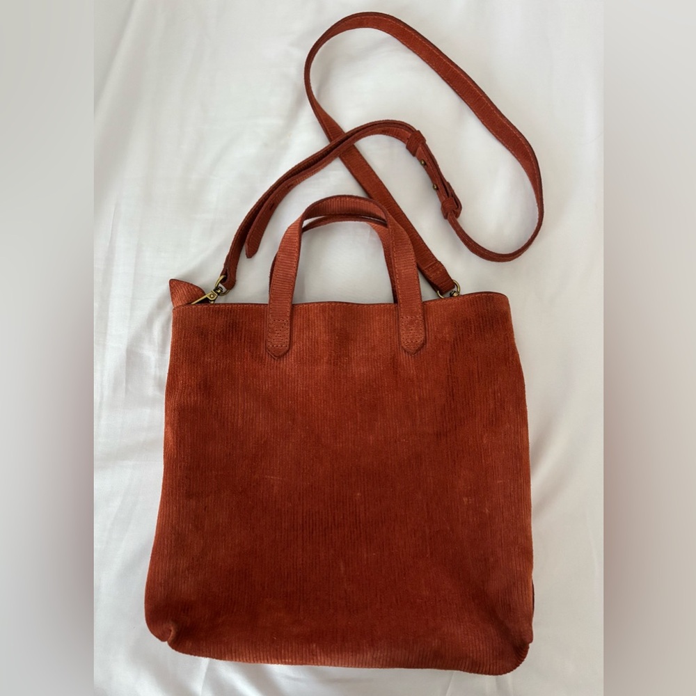 Madewell Rust Transport Tote Corduroy Suede